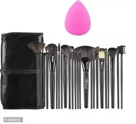 Cosmetic Makeup Brush Set of 24 pcs Black With Puff