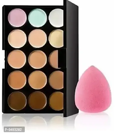 5 Colors Natural Contour Face Cream Makeup Concealer Palette with puff-thumb0