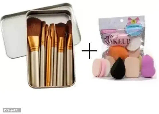 NAKED 12 MAKEUP BRUSHES AND 6 PACK BLENDER COMBO  (Pack of 2)