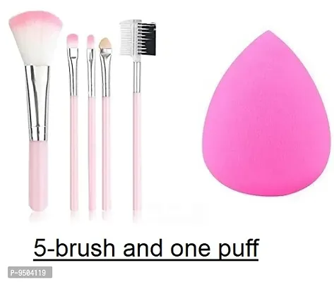 5 brush and one pink puff