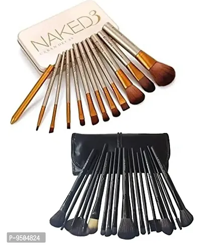 Makeup Brush Set of 24 pcs Black [24 Pcs Makeup Brush Set] Makeup Brushes 12 Piece Set - Gold