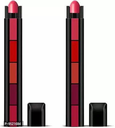 Cosmetic Matte 5 Lipstick in 1, Matte Finish (Pack of 2) - Multicolor