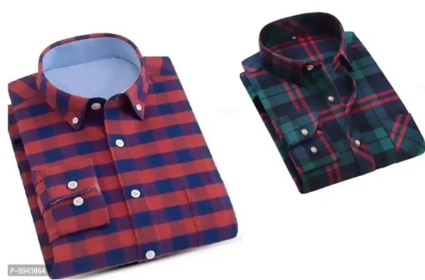 STYLISH COTTON CHECKED CASUAL SHIRT (PACK OF 2)