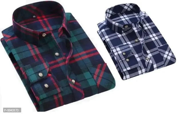 STYLISH COTTON CHECKED CASUAL SHIRT (PACK OF 2)