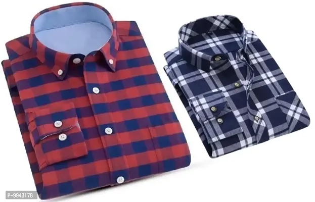 STYLISH COTTON CHECKED CASUAL SHIRT (PACK OF 2)