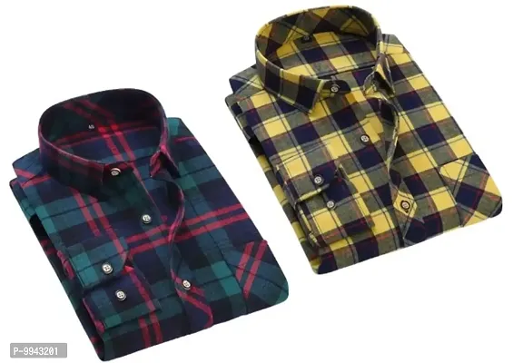 STYLISH COTTON CHECKED CASUAL SHIRT (PACK OF 2)