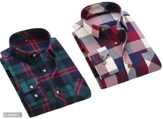 STYLISH COTTON CHECKED CASUAL SHIRT (PACK OF 2)