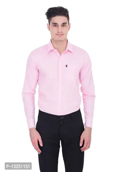Classic Cotton Blend Solid Casual Shirts for Men(Pink)