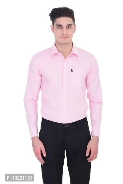 Classic Cotton Blend Solid Casual Shirts for Men(Pink)-thumb0