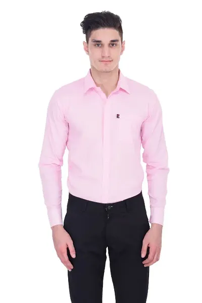 Classic Blend Solid Casual Shirts for Men(Pink)