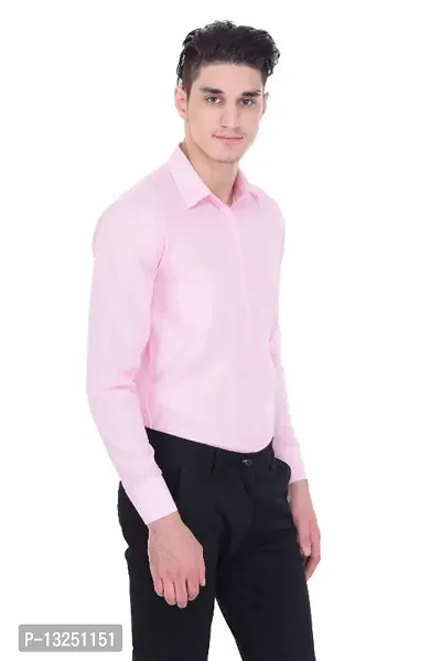 Classic Cotton Blend Solid Casual Shirts for Men(Pink)-thumb3