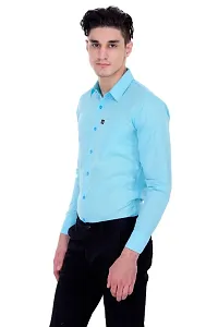 Classic Cotton Blend Solid Casual Shirts for Men(Blue)-thumb1