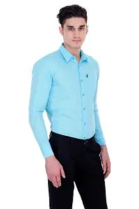 Classic Cotton Blend Solid Casual Shirts for Men(Blue)-thumb2