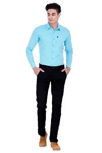 Classic Cotton Blend Solid Casual Shirts for Men(Blue)-thumb4