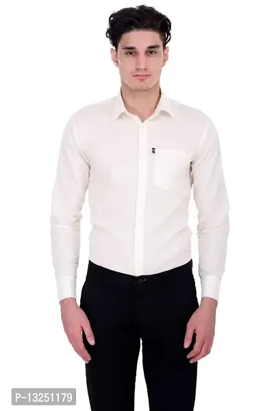 Classic Cotton Blend Solid Casual Shirts for Men(White)