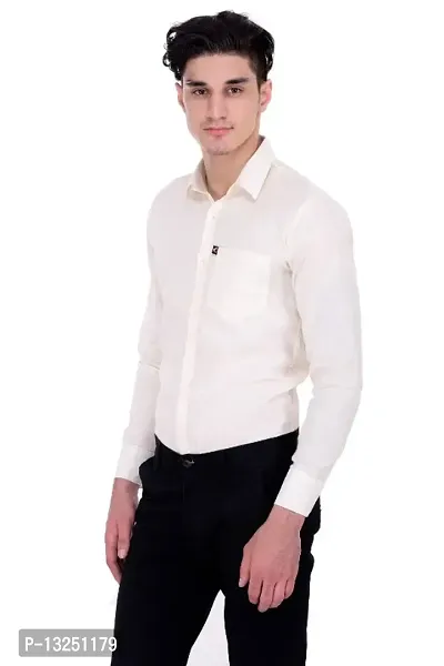 Classic Cotton Blend Solid Casual Shirts for Men(White)-thumb2