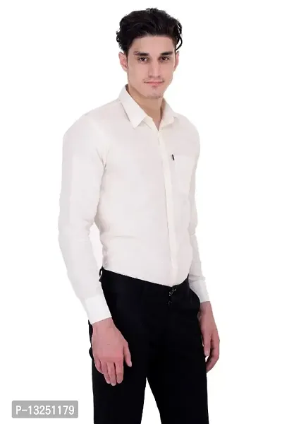 Classic Cotton Blend Solid Casual Shirts for Men(White)-thumb3