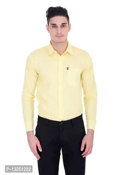 Classic Cotton Blend Solid Formal Shirts for Men(Yellow)