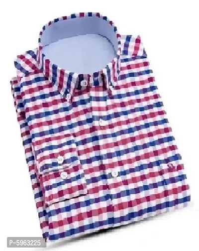 Stylish Cotton Blend Checked Long Sleeves Casual Shirt For Men-thumb0
