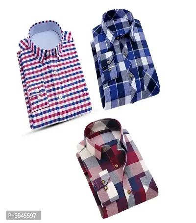 STYLISH COTTON CHECKED CASUAL SHIRT (PACK OF 3)