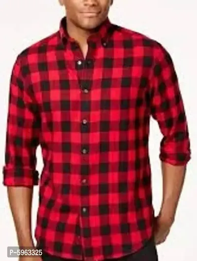 Stylish Cotton Blend Checked Long Sleeves Casual Shirt For Men-thumb0