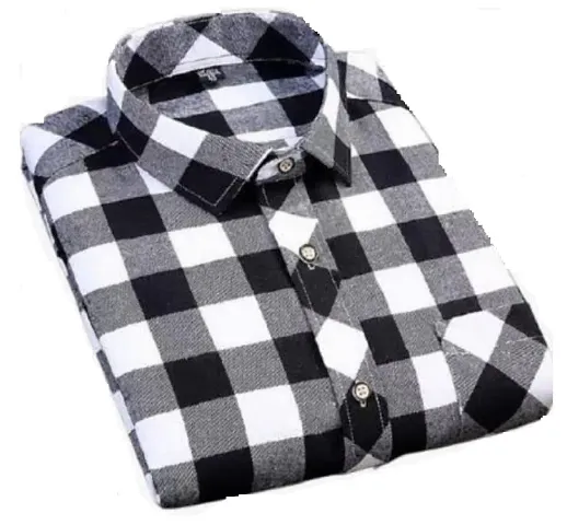 Stylish Cotton Blend Checked Long Sleeves Casual Shirt