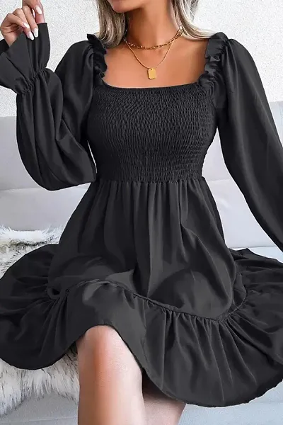 Trendy Fir and Flare Bell Sleeves Mini Dress for Women