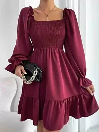 Trendy Fir and Flare Bell Sleeves Mini Dress for Women-thumb1