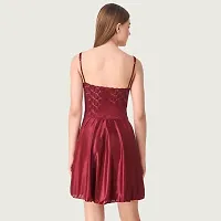 Womens Satin Solid Above Knee Length Babydoll-thumb1