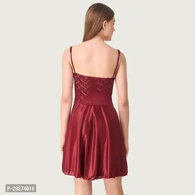 Womens Satin Solid Above Knee Length Babydoll-thumb2