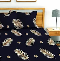 Stylish Fitted Cotton Navy Blue Patti  Bedsheet-thumb2