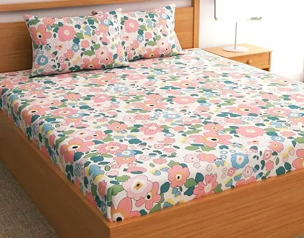 Printed Cotton Double Bedsheet with 2 Pillow Cover