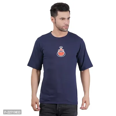 Trendy Blue Cotton Printed T-Shirt For Men