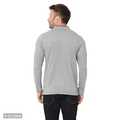 Trendy Grey Cotton Solid T-Shirt For Men-thumb2