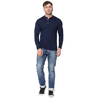 Trendy Blue Cotton Solid T-Shirt For Men-thumb3