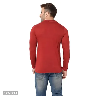 Trendy Red Cotton Solid T-Shirt For Men-thumb2