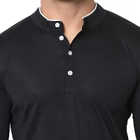 Trendy Black Cotton Solid T-Shirt For Men-thumb2