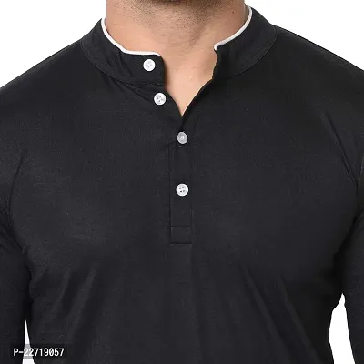 Trendy Black Cotton Solid T-Shirt For Men-thumb3