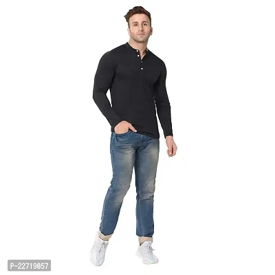 Trendy Black Cotton Solid T-Shirt For Men-thumb4