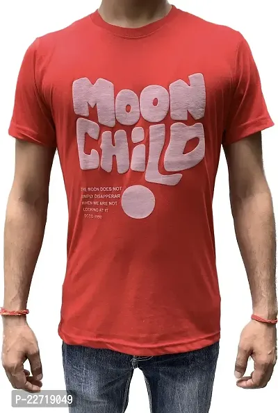 Trendy Red Cotton Printed T-Shirt For Men