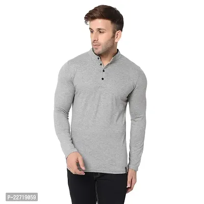 Trendy Grey Cotton Solid T-Shirt For Men-thumb0