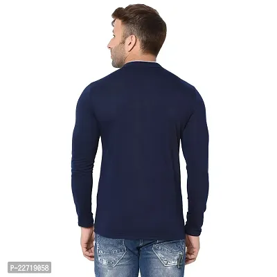 Trendy Blue Cotton Solid T-Shirt For Men-thumb2