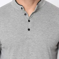 Trendy Grey Cotton Solid T-Shirt For Men-thumb2