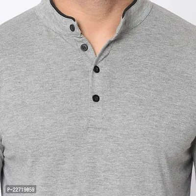 Trendy Grey Cotton Solid T-Shirt For Men-thumb3