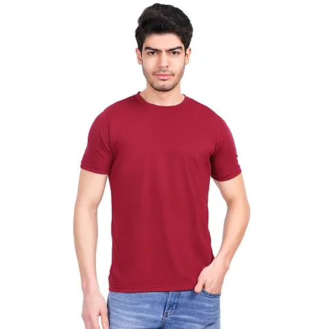 Stylish Solid Round Neck T-Shirt For Men