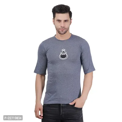 Trendy Grey Cotton Printed T-Shirt For Men