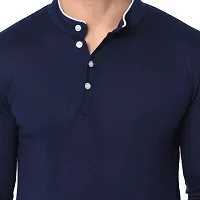 Trendy Blue Cotton Solid T-Shirt For Men-thumb2