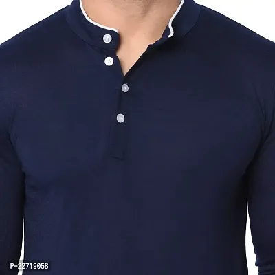 Trendy Blue Cotton Solid T-Shirt For Men-thumb3