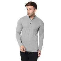 VeelDeal  Cotton Round Neck Full Sleeves Regular Fit Mandarin Collar Solid Casual T-Shirt for Men and Boys (Pack Of 2)-thumb2
