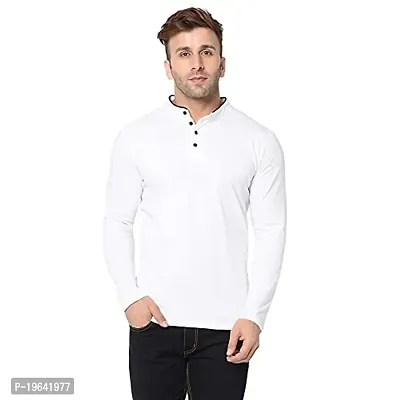 VeelDeal  Cotton Round Neck Full Sleeves Regular Fit Mandarin Collar Solid Casual T-Shirt for Men and Boys (Pack Of 2)-thumb4